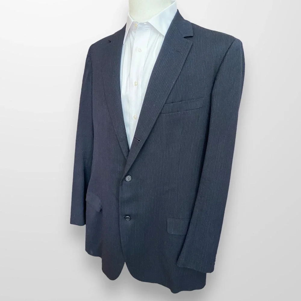 Vtg‎ Hickey Freeman Black Bespoke Wool Sport Coat Mens 42 X Long Suit Blazer
